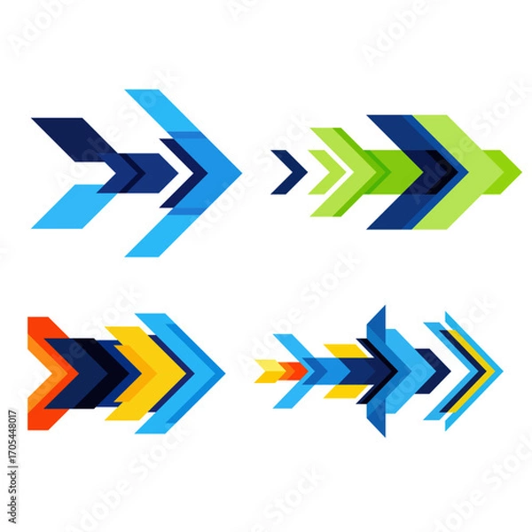 Fototapeta Abstract colorful arrow vector design – modern, dynamic, forward direction, growth and progress concept