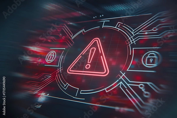 Fototapeta Cyber Security Attack Alert Warning Concept