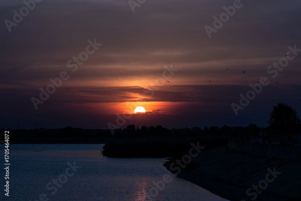 Obraz sunset over the river