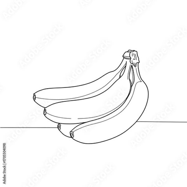 Fototapeta Line art drawing of a bunch of bananas on a table