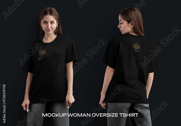 Obraz Oversized Women's T-Shirt Mockup Front and Back