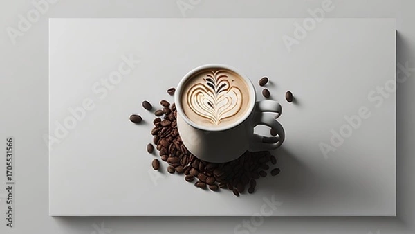 Obraz cup of coffee with coffee beans