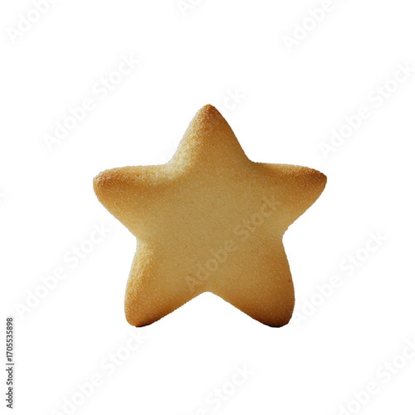 Fototapeta Star shaped shortbread cookie with golden texture and subtle sugar sparkle, festive snack and cheerful treat