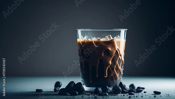 Obraz A glass of Cold coffee with chocolate and ice cream in it 