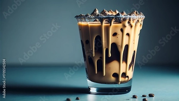 Obraz A glass of Cold coffee with chocolate and ice cream in it 