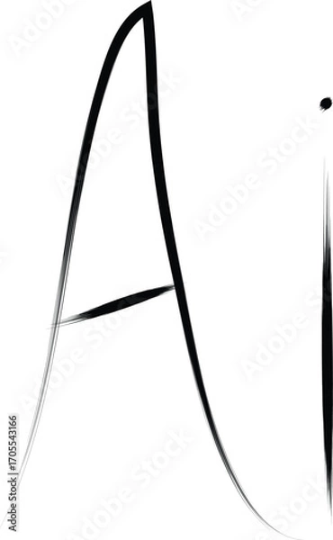 Fototapeta Artistic brush stroke capital letter ai monogram with elegant flowing lines vector
