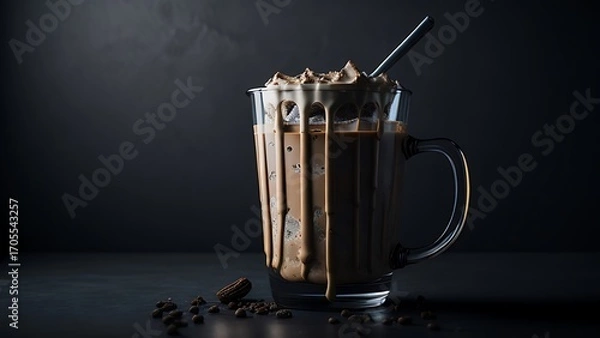 Obraz A glass of Cold coffee with chocolate and ice cream in it 