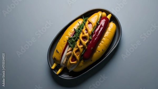 Obraz hot dog with ketchup and mustard