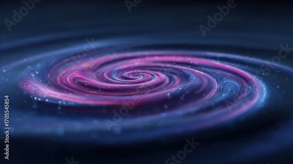 Fototapeta Vibrant neon spiral abstract with glowing pink and blue swirl pattern in cosmic liquid motion, futuristic fantasy energy vortex background in deep space style