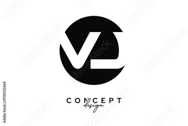 Fototapeta VJ Creative Negative Space Circle Monogram Logo Design