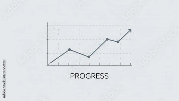 Fototapeta Line graph showing progress for business presentation and report in vector illustration concept