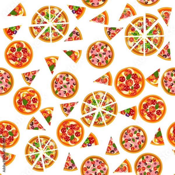 Obraz Pizza seamless pattern. Different pizza background