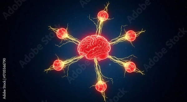Obraz Central Brain Hub: Neural Network Connection
