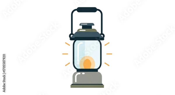 Fototapeta Vintage Camping Lantern with Glowing Flame.
