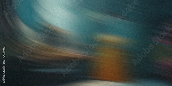 Fototapeta Abstract swirling patterns of deep blue, teal, and warm orange hues create a sense of dynamic movement and cosmic energy