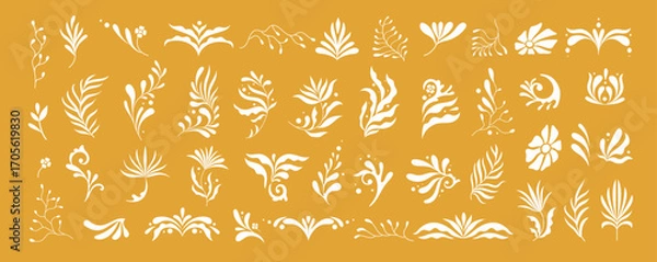 Obraz Retro groovy floral illustration in wavy and naive style. Organic shapes, vibrant flowers print for poster, social media or packaging. Botanic vector illustration