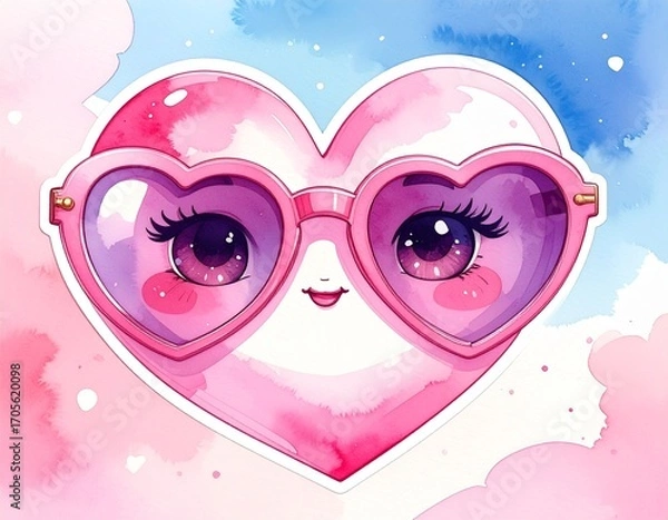 Fototapeta サングラスハート　Generated image