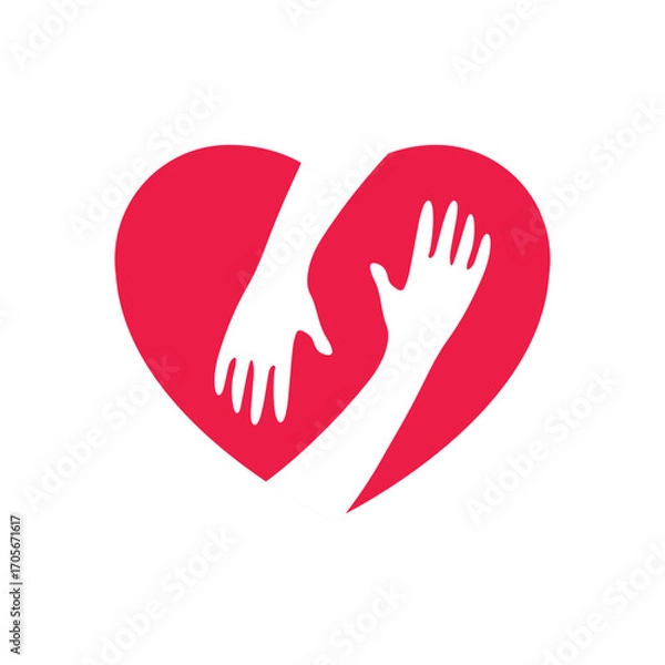 Fototapeta Red, hugging heart, vector, icon.