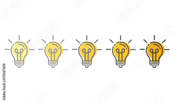 Fototapeta Light bulb in gradient colors - icons, vector.