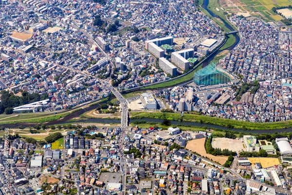 Obraz 埼玉県の志木市役所付近を空撮