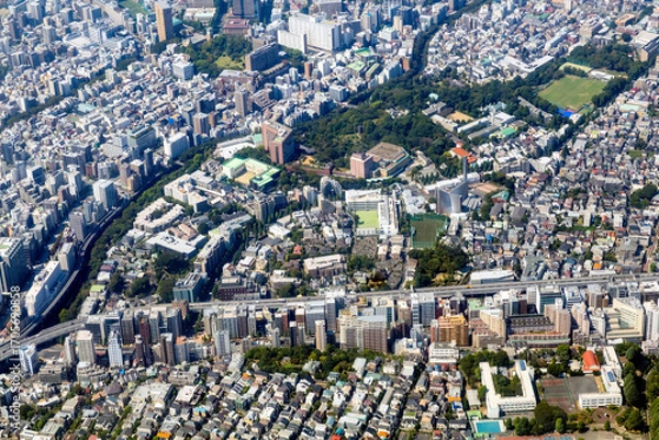 Obraz 東京都文京区関口付近の街並みを空撮