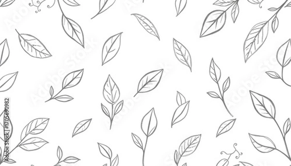 Obraz 회색잎사귀손그림반복패턴배경