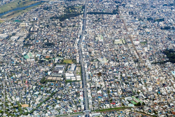 Obraz 環状八号線を田園調布上空から尾山台方向を空撮