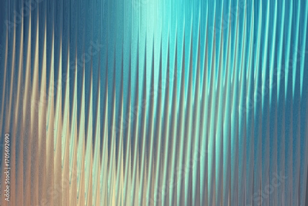 Fototapeta A shimmering abstract background with vertical lines of blue and gold, creating a textured and dynamic visual effect