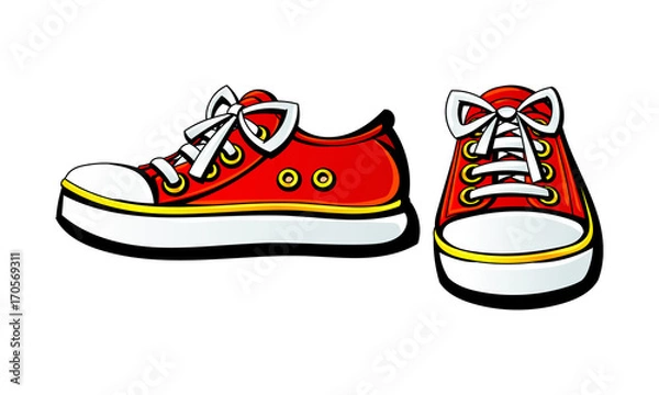 Obraz Red sneakers on lacing.