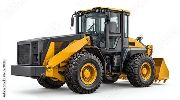 Obraz Construction machine loader lift in action at industrial site dynamic view of work environment