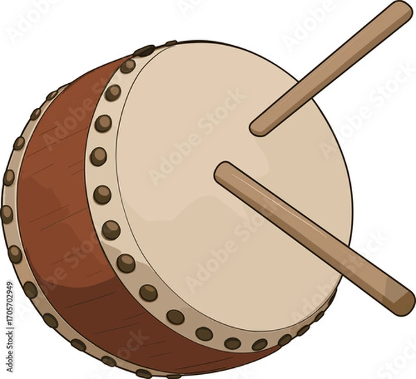 Obraz 小さい和太鼓とバチのイラスト