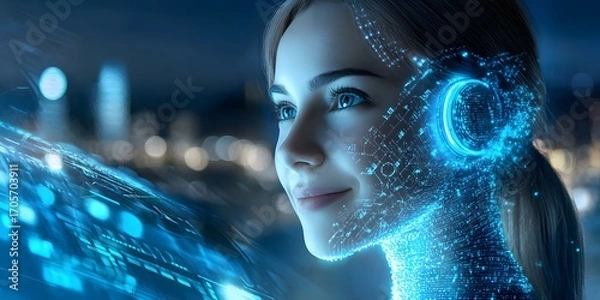 Fototapeta AI-powered call centers are a blend of technology and human interaction.