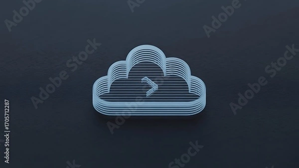Fototapeta Close-up abstract cloud computing icon, minimal design on dark background.