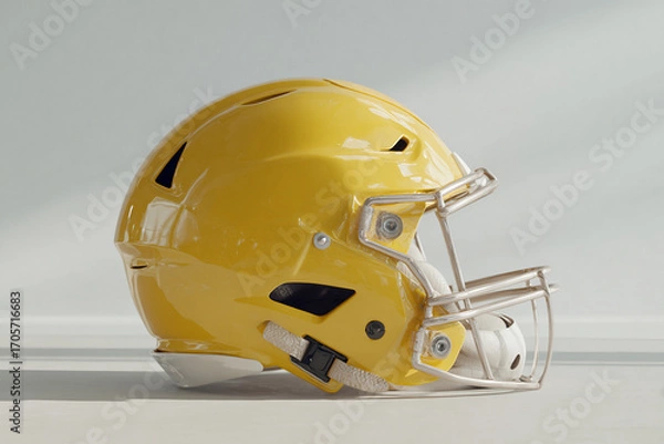 Fototapeta Modern sports helmet placed on a neutral background, blank space for custom design, ultra-realistic curves and details