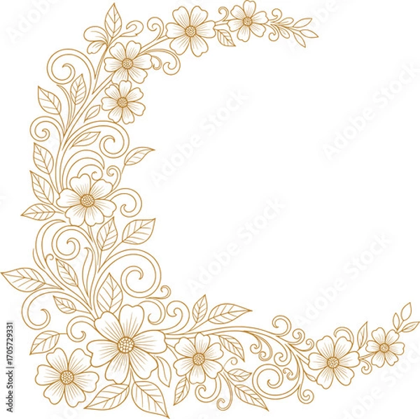 Fototapeta Elegant Floral Crescent Border Design