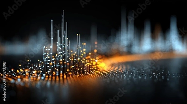 Fototapeta Abstract 3D render of data points visualization representing a network connection