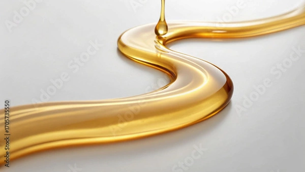 Fototapeta Smooth, golden flow of liquid creates subtle S shape, evoking sense of elegance and fluidity. light reflects off surface, enhancing its glossy appearance and inviting touch