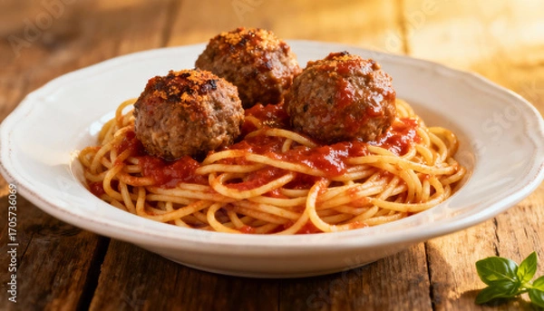 Obraz spaghetti with meatballs