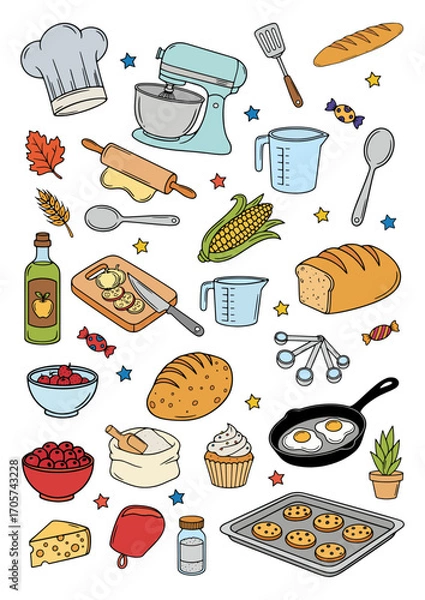 Obraz Culinary sticker set color