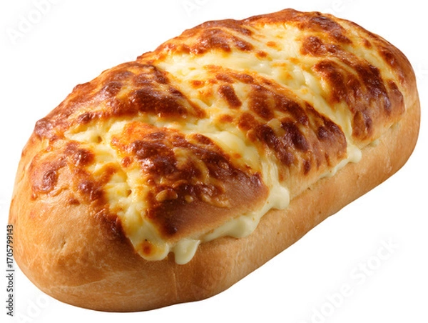 Fototapeta Golden Baked Pizza Bread: A tantalizing close-up showcases a perfectly baked pizza bread, its golden crust and melted cheese exuding warmth and irresistible deliciousness.
