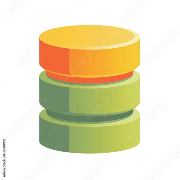 Fototapeta Illustration of database storage isolated on transparent background