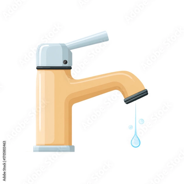 Fototapeta Illustration of modern faucet with lever handle isolated on transparent background