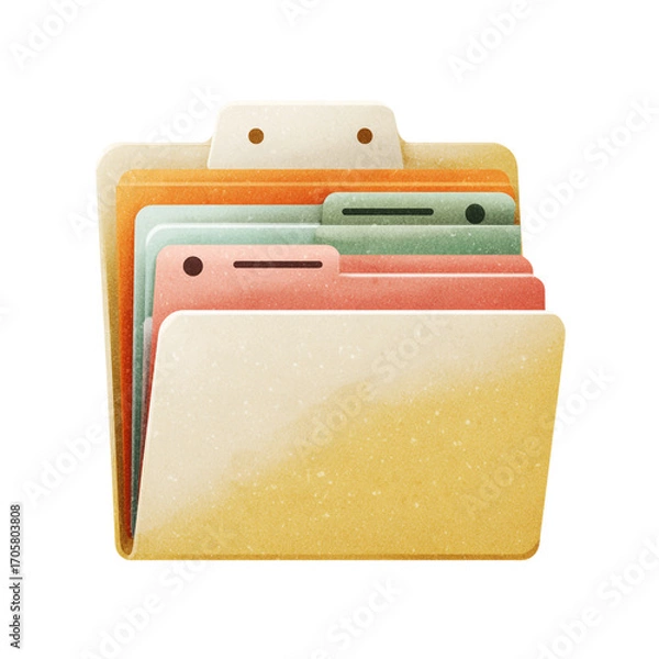 Fototapeta Illustration of colorful folder icon isolated on transparent background 