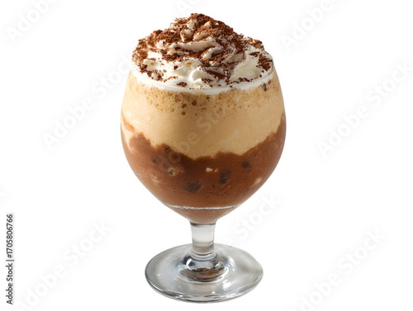 Fototapeta Exquisite Frozen Beverage: An inviting, artistic shot of a layered frozen drink in an elegant glass, showcasing a blend of delightful colors and textures, perfect for culinary creations.