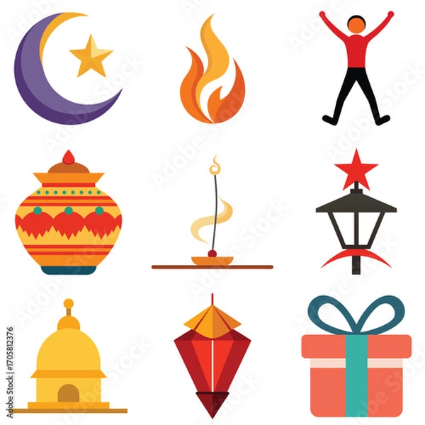 Fototapeta Stylized crescent moon with a shining star