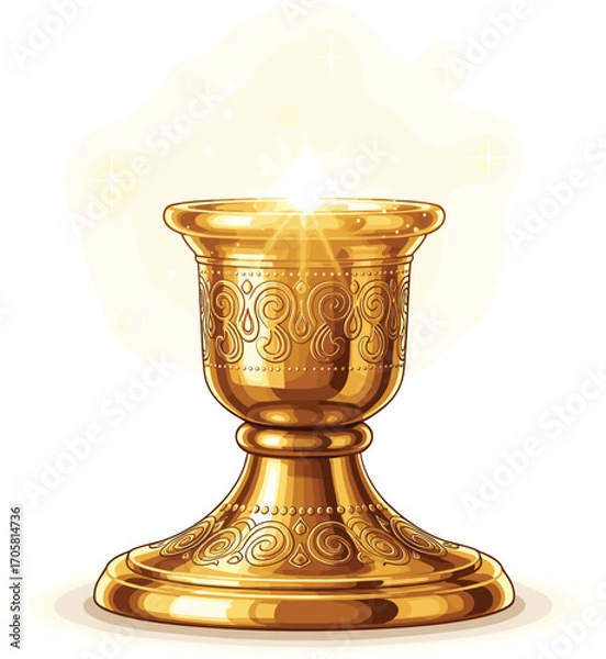 Fototapeta Fantasy Glowing Golden Candle Holder with Sparkles – Vector Illustration