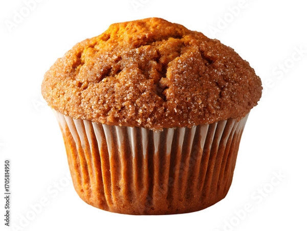 Fototapeta Delicious Muffin: A close-up captures a freshly baked, golden-brown muffin in a clean, inviting presentation, ready to be savored and enjoyed.