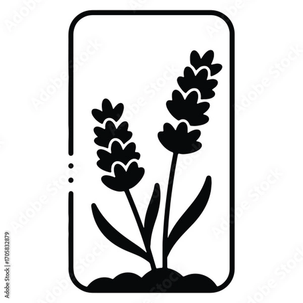Fototapeta Elegant Lavender Flower Black and White Icon Illustration with Minimalist Design for Creative Projects and Designs