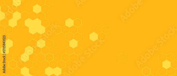 Fototapeta Yellow Hexagon Background . Abstract Honeycomb Pattern Design for web, wallpaper, app or print