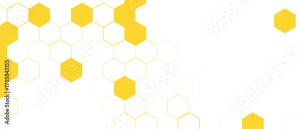 Fototapeta Yellow Hexagon Background . Abstract Honeycomb Pattern Design for web, wallpaper, app or print